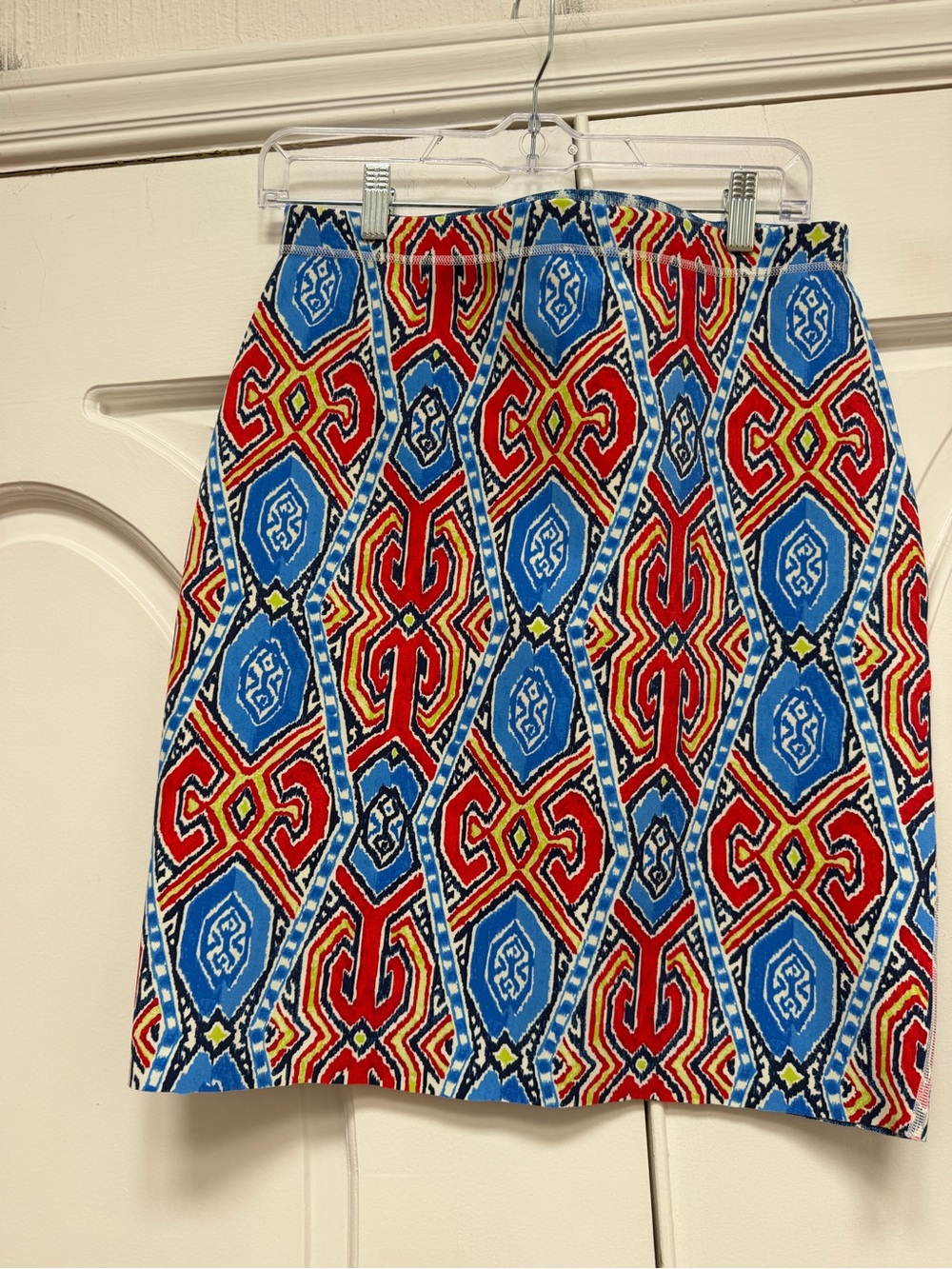 J. McLaughlin Multicolor Geometric Pencil Skirt — Red & Blue - Picture 6 of 7